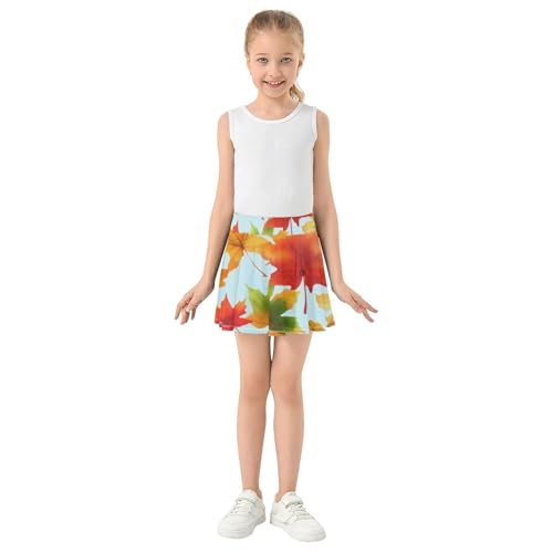 Tennis Skirts for Kids Autumn Maple Leaves Red Girls' Shorts Athletic Skorts Fun Cute Butterfly Skirt 4t3