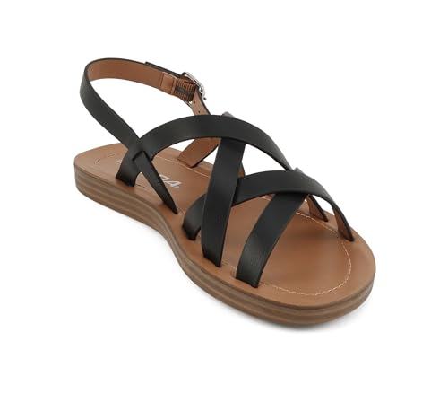 Soda WATCH ~ Women Casual Open Toe Gladiator Crisscross with Sling Back Buckle Fashion Slide Flat Sandal4