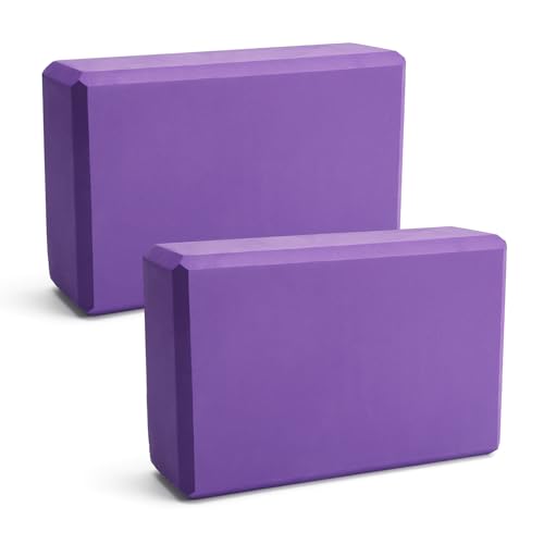 ZMDMAH Yoga Block 2er Set Yogablock YogablöCke Hochdichter Eva-Schaum,Rutschfest Leicht Geeignet für Yoga, Pilates, Fitness, Unisex (Lila, 1)