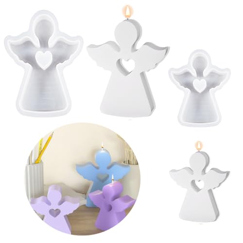 3D con Forma de Ángel de Silicona para Velas, 2 Moldes de Silicona para Fundición de Ángel, Molde de Silicona para Velas, Silicona para Fundición, Yeso, Velas Artesanales, Jabón