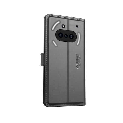 Image of AIBEX Nothing Phone 3(a) Flip Cover Leather Finish with Magnatic Closure | Inside TPU with Card Pockets | Wallet Stand | Complete Protection Flip Case - Black