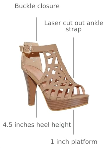Image of Open Toe Ankle Strap Sandal - Western Bootie Stacked Heel Open Toe Cutout Shoes