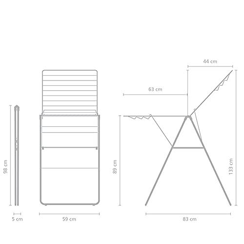 Image of Brabantia HangOn Clothes Drying Rack | 67ft (20m) | Matt Black | Large Indoor Clothes Airer Laundry Stand with 2 Fold-Out Wings & Hanger Hooks, Folds Flat | Fits 2 Full Loads