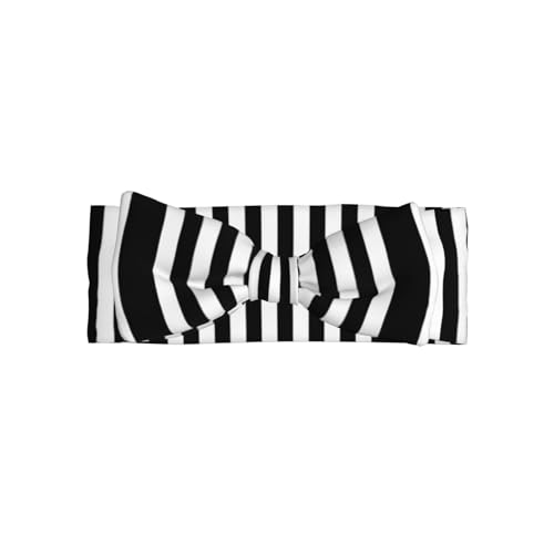 FoRes Black & White Stripe Baby Bow Headband - Soft Bows Hair Accessories for Baby - Angel Princess Hairband - Perfect Full Moon Gift