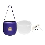 FMTY Singing Bowl 9 inch, F note Crystal Singing Bowl with Soft Carrying Bag, Crystal Mallet, O-Ring Pure Quartz Crystal Sound Bowl for Meditation, Yoga, Spiritual Healing