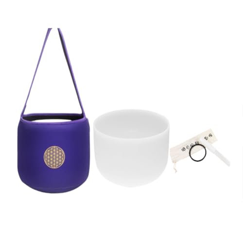 FMTY Singing Bowl 9 inch, F note Crystal Singing Bowl with Soft Carrying Bag, Crystal Mallet, O-Ring Pure Quartz Crystal Sound Bowl for Meditation, Yoga, Spiritual Healing