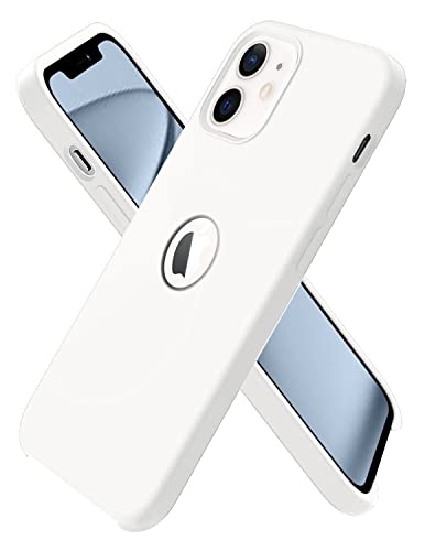 Image of VONZEE Liquid Silicone Soft Back Cover for iPhone 12 Mini Case, Shockproof Slim Camera & Full Body Protection Non Yellowing Cover with Microfiber Lining & Logo Cut (5.4 Inch) -White