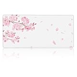 マウスパッド 大型 桜 水彩画 花びら 舞う サクラ 和風 ゲーミング マウスマット デスクマット 特大 おおきい キーボードパッド ゴム底 エレコム 光学式 マウス対応 滑り止め 耐久性 良い おしゃれ かわいい 防水 適度な表面摩擦 サイバーカフェ オフィス最適 40cm X 90cm