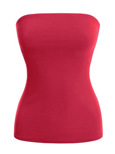 Image of MixMatchy Women's Stretchy Strapless Tube Top Y2K Bandeau Top