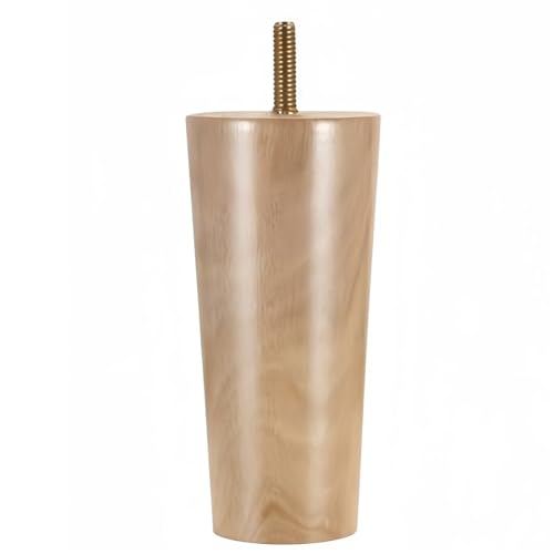 Patas de madera para muebles, patas de mesa ajustables de madera maciza con almohadillas antideslizantes, paquete de 4, acabado natural, adecuadas para sofás, mesas de café y armarios
