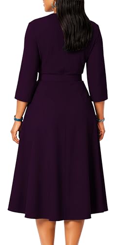 Image of ZVO Business Work Dress for Women Elegan Church V-Neck A Line Midi Dresses