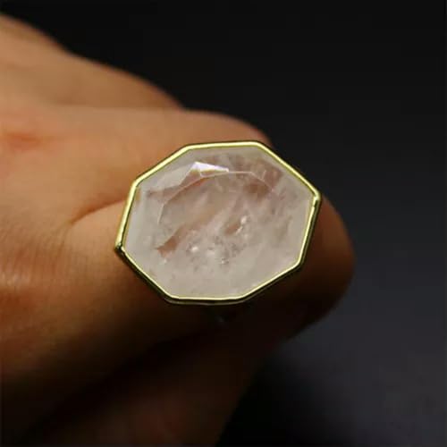 Crystal Polygon Ring Faceted Gemstone Quartz Jewerly Gifts -Clear Quartz-1PC (Random Pick)3
