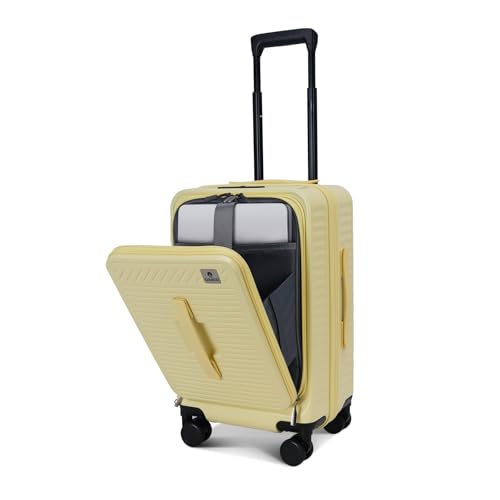 20 Inch Luggage with Spinner Wheels,Expandable Front Opening Suitcase 100% PC Hard Shell TSA Lock, Smooth Rolling Wheels, Lightweight Travel for Men and Women, Y03 Yellow Slightly Larger