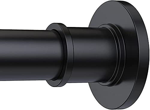 Image of BRIOFOX Industrial Shower Curtain Rod - Rustproof Non-Slip Long Tension Shower Rod 54-90 Inch Stainless Steel Tension Curtain Rod for Windows, Matte Black