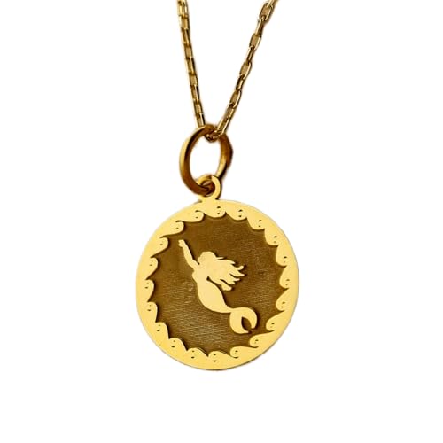 Pendentif pièce gravée sirène LKBEADS argent plaqué or, le cadeau mixte et symbolique unique