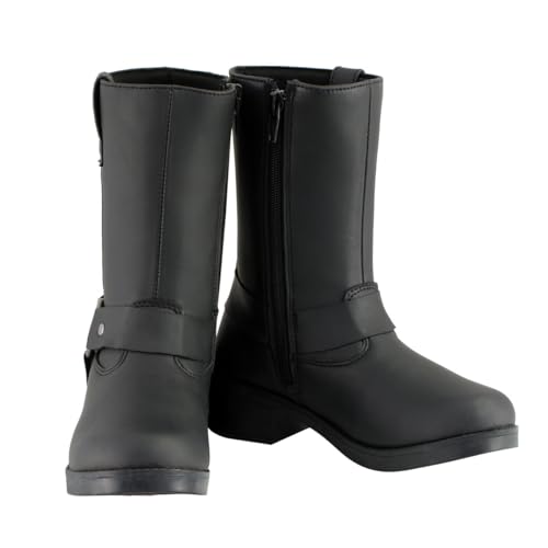 Milwaukee Leather MBK9280 Boys Classic Black Harness Biker Boots - 5.52