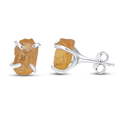 Natural raw imperial topaz stud earrings...