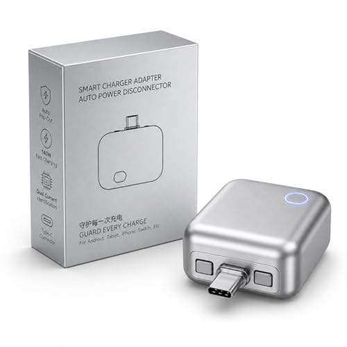 Image of CERLINK Smart Charger Adapter Auto Power Disconnector | Automatically Pops Out After Full Charge | No Touch Mobile Screen in 5 Minutes | Type-C Cable | Compatible with Android, Tablet, Apple & Switch