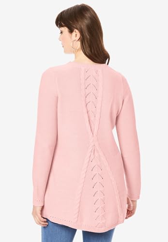 Roaman's Women's Plus Size Plus Size Lace Yoke Pullover Sweater2