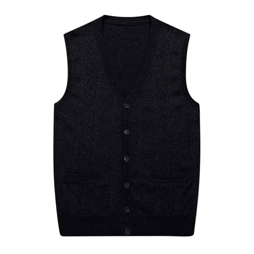 Mens Cardigans Sweater Vests V Neck Sleeveless Pullover Vest Solid Plain Loose Fit All Match Sweaters Waistcoat