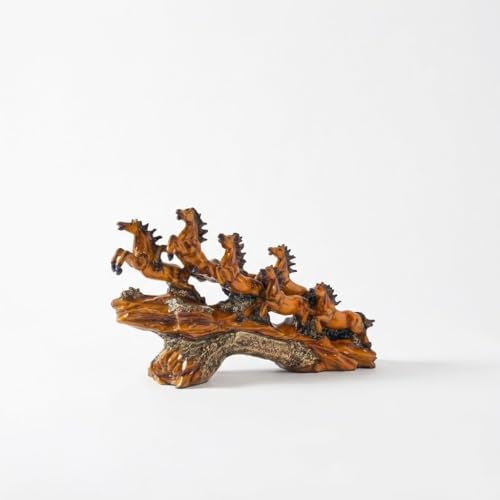 Image of 7 Running Horse Statue Resin Showpiece - Feng Shui Lucky Horses Figurine for Wealth, Success & Career Growth - Home Decor for Living Room, Office Desk, Gift Item (Running Seven Horse -3)