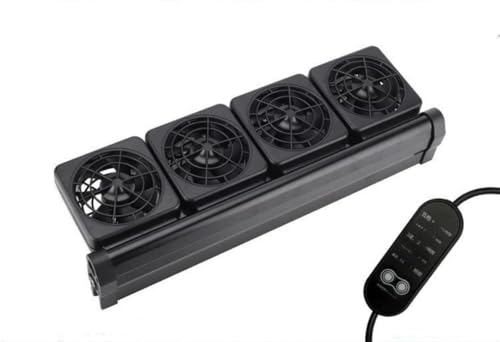 Tuyiutm水槽冷却 ファン クールファン 水槽用クーラークーリングファン 5レベル風 調節可能 水族館水槽用 黒い (四連ファン(5段階タイマー調速))