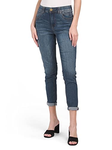Democracy Women's Ab Solution Straight Leg Jean, Blue Rolled Cuff, 06