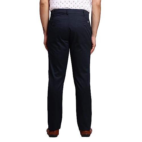 Image of Colorplus Men's Pure Cotton Solid Piece Dyed Pattern Contemporary Fit Flat Front Casual Trouser