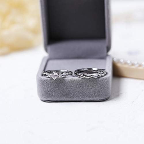 nuoshen Velvet Ring Box for Engagement Ring, Classic Earring Jewelry Elegant Case Gift Box(Grey)