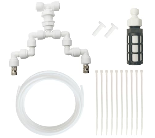 Eadabok Reptile Terrariums Misting Accessories kit, Adjustable Dual-Head Reptile Mister Nozzles, with 16ft 1/4 inch Tube, White