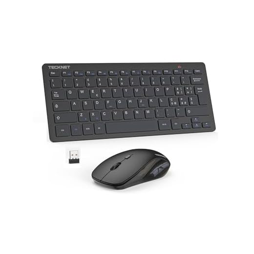 TECKNET Set Tastiera e Mouse Wireless, 2.4G Silenzioso con Ricevitore Nano USB, 12 Scorciatoie Multimediali per Computer, PC, Laptop, Desktop, Smart TV Android