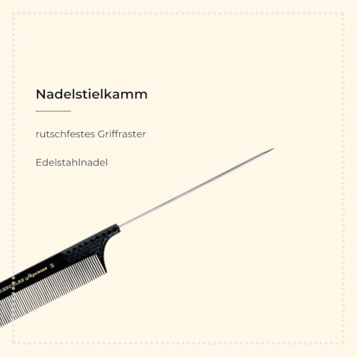 Foto von HERCULES SÄGEMANN - Nadelstielkamm | Ergonomisch gestalteter Kamm mit integrierter Stahlnadel für präzises Abteilen und exaktes Formen der Haare. | Farbe: Schwarz | Größe: 9,5 Zoll