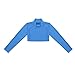 Agoky Kids Girls Long Sleeves Sports Dance Crop Top Outfit for Ballet Gymnastics Leotard Stage Performance Dancewear Light_Blue 12