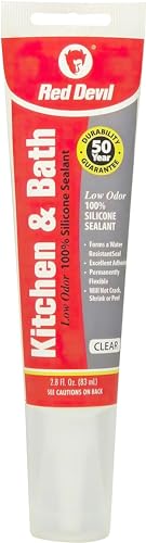 Image of Red Devil 0885 Kitchen & Bath Low Odor Silicone Sealant, 2.8 Oz Squeeze Tube, Clear, Pack of 12