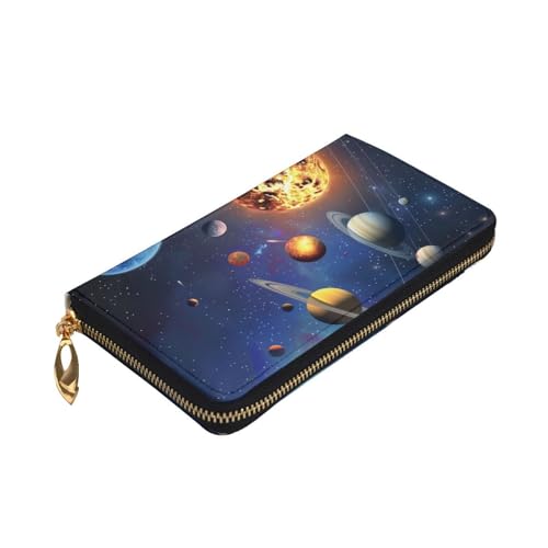 Outer Space Solar System Printed Long Wallet for Women Men Cute PU Leather Wallet with Coin Purse and Credit Card Holder3