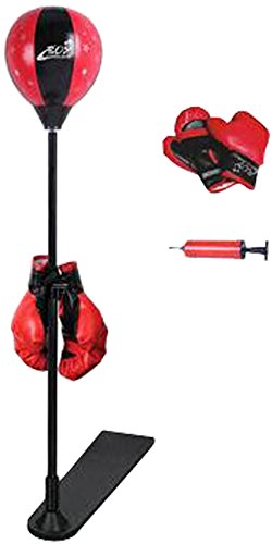 Childrens Kids Adjustable Free Standing Boxing Punch Ball Bag with Gloves Mitts and Pump 80 - 120CM