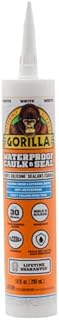 Gorilla Waterproof Caulk & Seal 100% Silicone Sealant, 10oz Cartridge, White (Pack of 1)