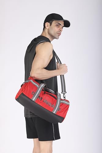 Image of Gym Bag, Duffle Gym Bags for Men, Women, Boys & Girls, Gym Bag for Workout & Travel, Polyester Fitness Bag with Adjustable Shoulder Strap (45x24x24cm, Red)