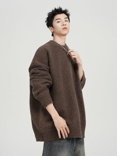 American Retro Round Neck Sweater Autumn and Winter Long-Sleeved Casual Pullover Knitted Sweater3