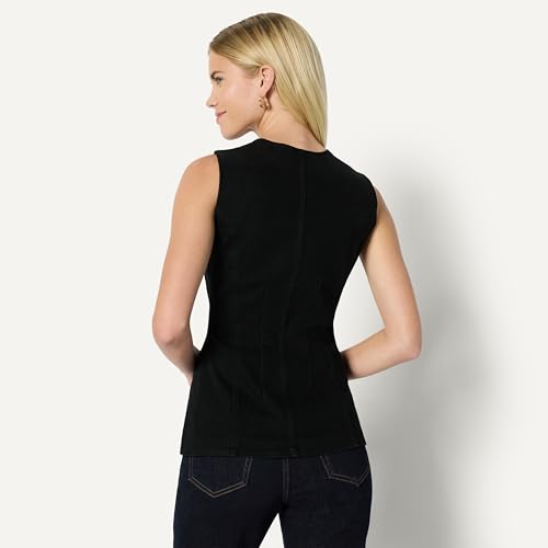 Amazon Essentials Damen Regular-Fit-Jeansweste Verdeckte Knopfleiste, Schwarz, 38-40
