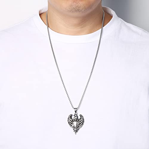 HZMAN Stainless Steel Hawk Eagle Necklace for Men Women Patriotic American Flag Bald Eagle Shield Pendant Jewelry4