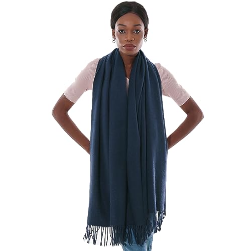 PIOYMEYA Echarpe Chale Bleu Marine Écharpe Châles Femme Hiver Chaud Grosse Echarpes Foulards Pashmina Etole Mariage