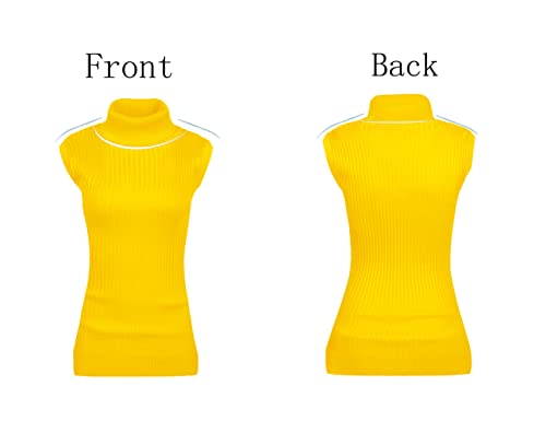 Image of v28 Women Sleeveless High Neck Turtleneck Stretchable Knit Sweater Top
