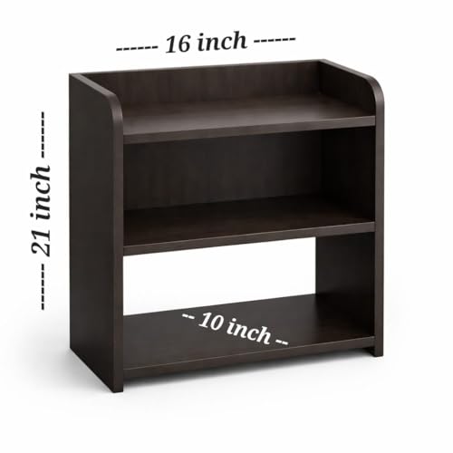 Image of FireBees Shoe Rack Wooden for Home | 3 Tier Shoe Stand Organizer for Entryway & Hallway | Footwear Storage Shelf for Shoes, Slippers & Sandals (Dark Brown, 40.6x25.4x50.8 cm)
