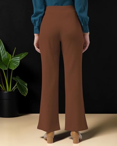 Image of Women Solid Flared Trousers Pack of 2 | High Waist Stretchable Office Pants for Women | Formal Bell Bottom Palazzo Trouser Combo