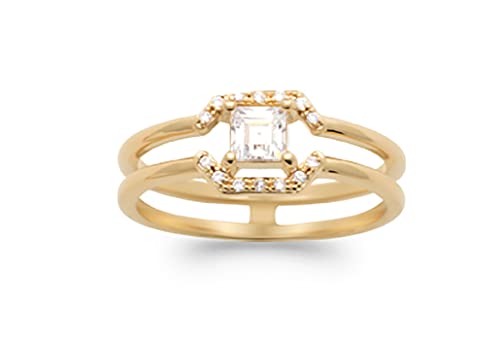 Bague en plaqué Or Tata Gisèle un solitaire carré chic pour femme
