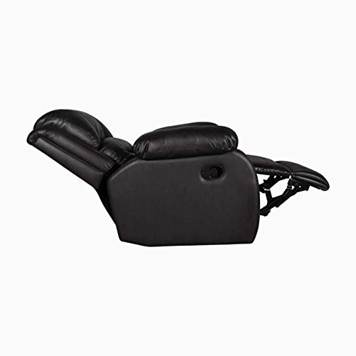 Image of Darcy Recliner, Ultra Comfortable and Durable Ergonomic Single Seat Reclining Sofa, Living Room Recliner Chair with Thickened Padded Arm /Back, Leatherette, Black Color