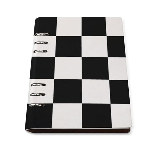 Carnet de notes A5 à carreaux rechargeable en cuir synthétique à 6 anneaux