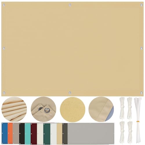 Sonnensegel Wasserdicht Mit Ösen - Multi Farbe und Größe, Rechteckig, UV Schutz für Balkon, Terrasse, Garten - Schwer, Sand Beige 1x2.6M