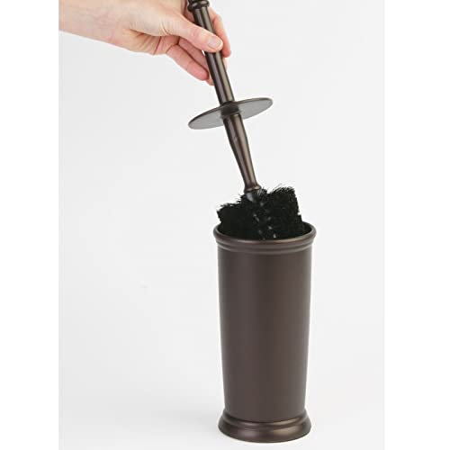 Image of mDesign Metal Freestanding Slim Toilet Bowl Brush and Holder (Pack of 2)